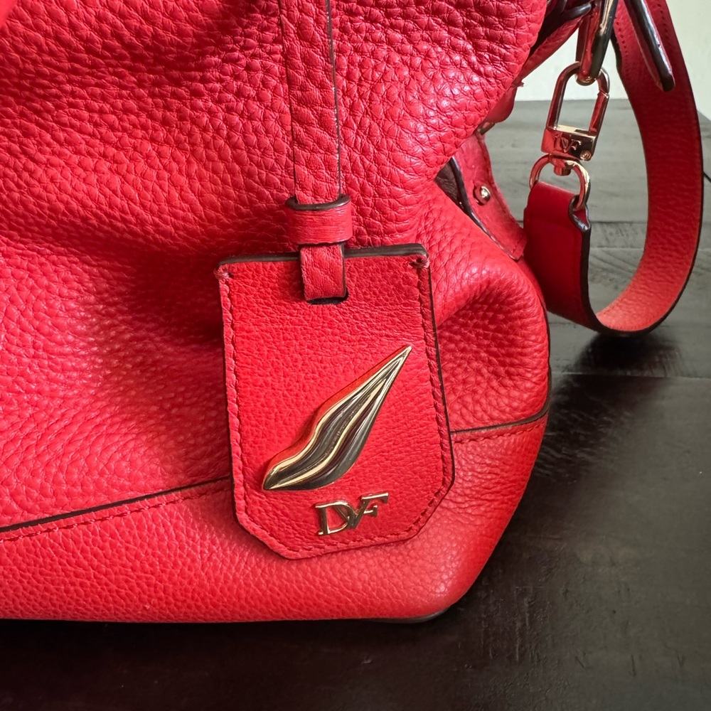Diane Von Furstenberg Red Leather Shachel Bag — Like New! - Picture 2 of 7